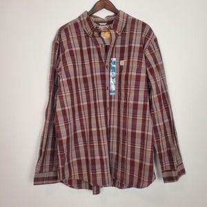 NWT Carhartt Rugged Flex Relaxed Fit Lightweight Long-Sleeve Plaid Shirt Mens XL